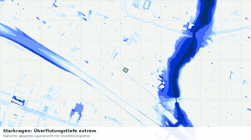 Statische Kartenansicht: Starkregen: Überflutungstiefe extrem