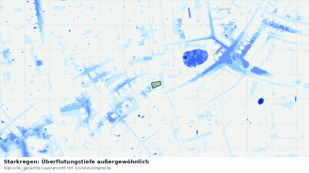 Statische Kartenansicht: Starkregen: Überflutungstiefe außergewöhnlich