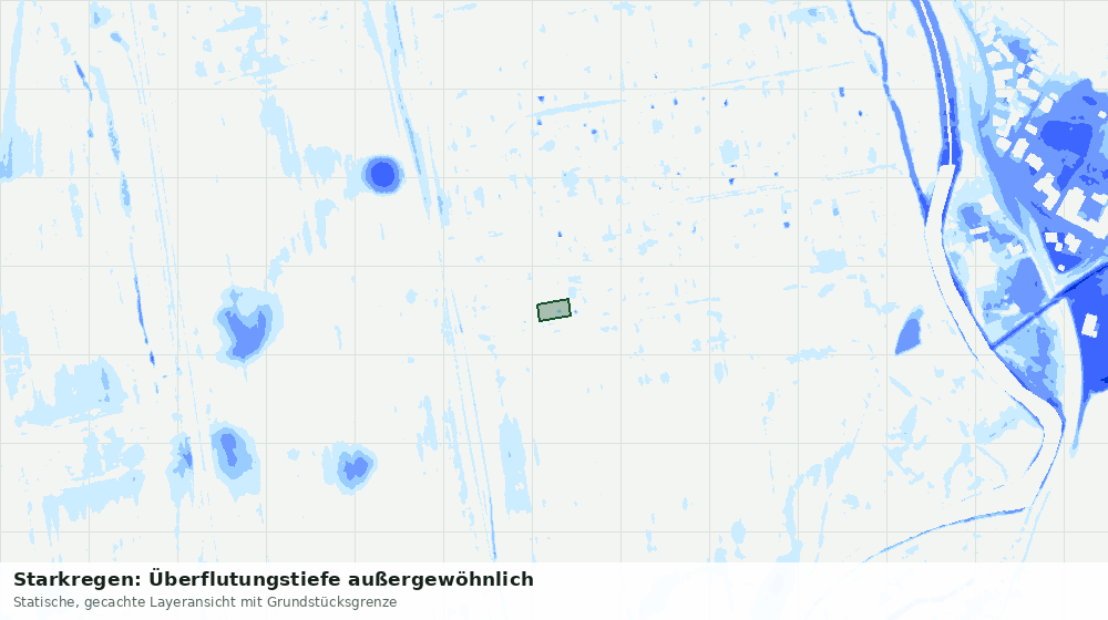 Statische Kartenansicht: Starkregen: Überflutungstiefe außergewöhnlich