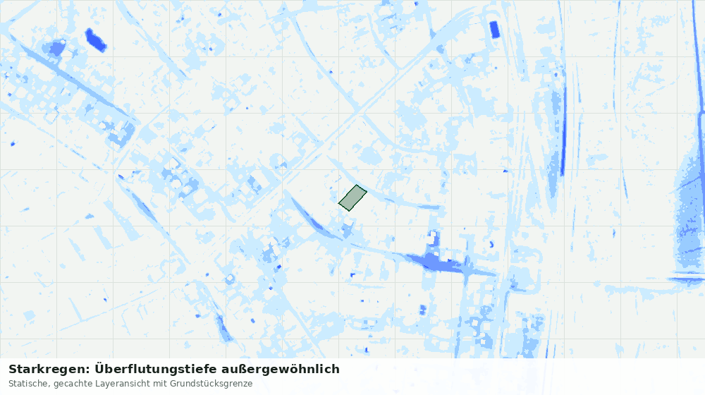 Statische Kartenansicht: Starkregen: Überflutungstiefe außergewöhnlich