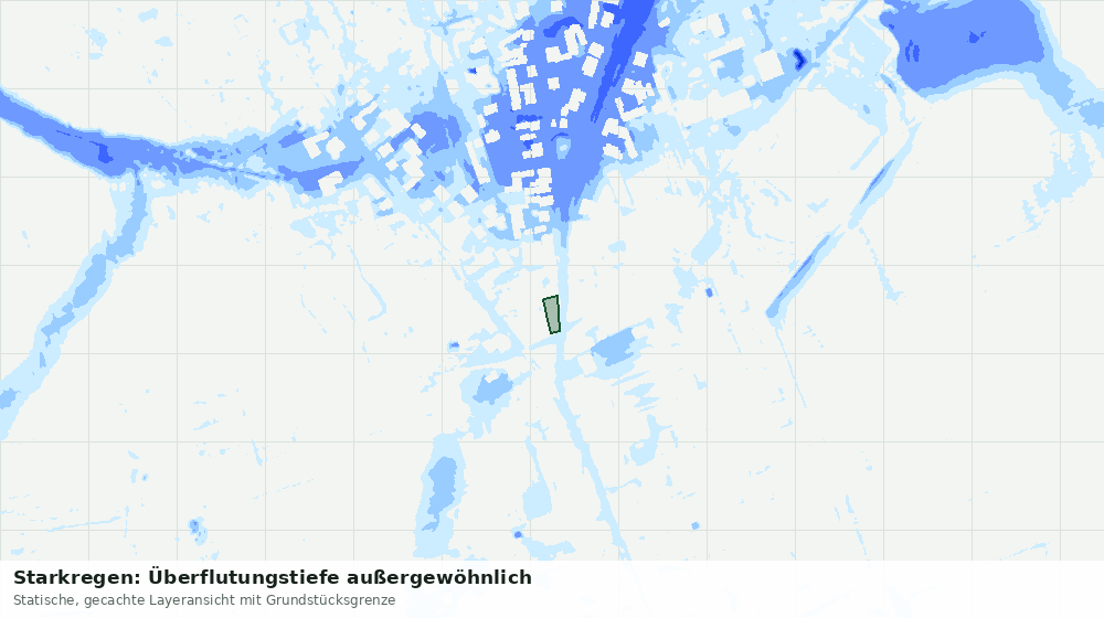 Statische Kartenansicht: Starkregen: Überflutungstiefe außergewöhnlich