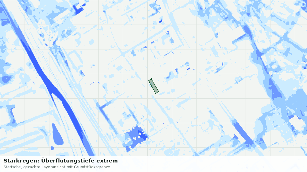 Statische Kartenansicht: Starkregen: Überflutungstiefe extrem