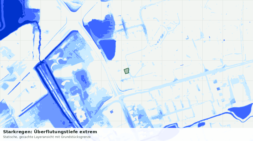 Statische Kartenansicht: Starkregen: Überflutungstiefe extrem