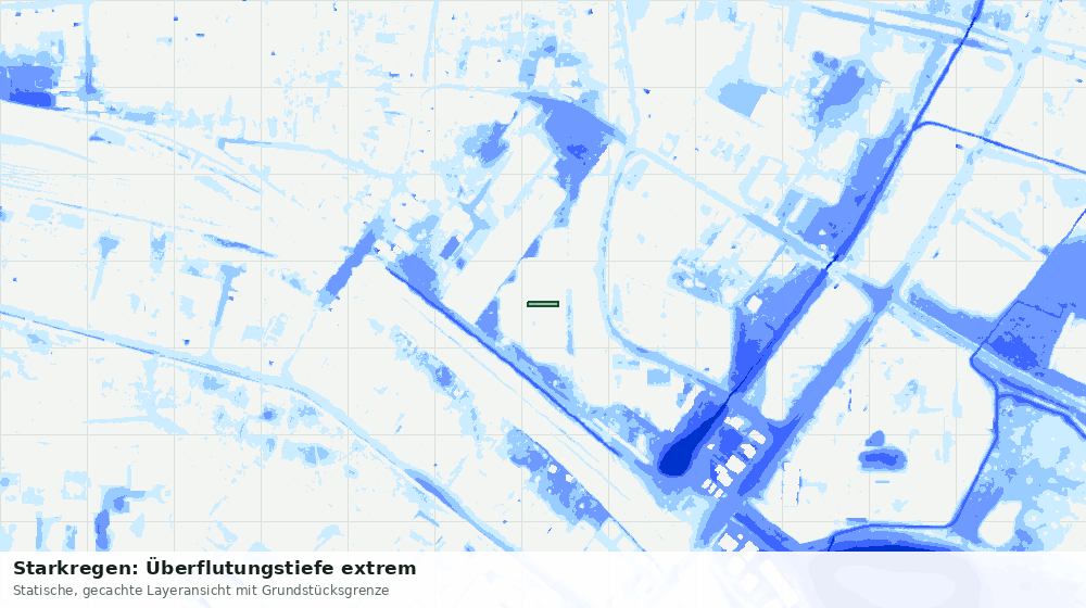 Statische Kartenansicht: Starkregen: Überflutungstiefe extrem