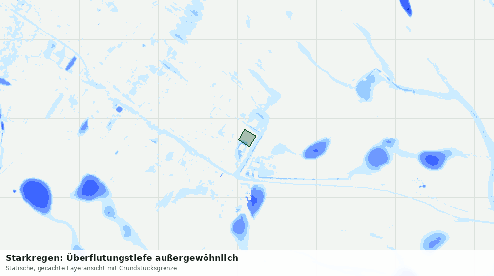 Statische Kartenansicht: Starkregen: Überflutungstiefe außergewöhnlich