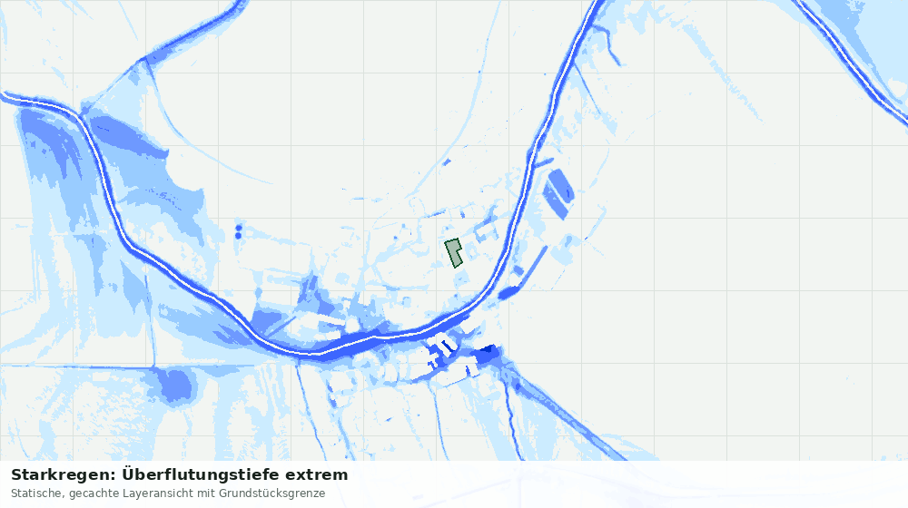 Statische Kartenansicht: Starkregen: Überflutungstiefe extrem
