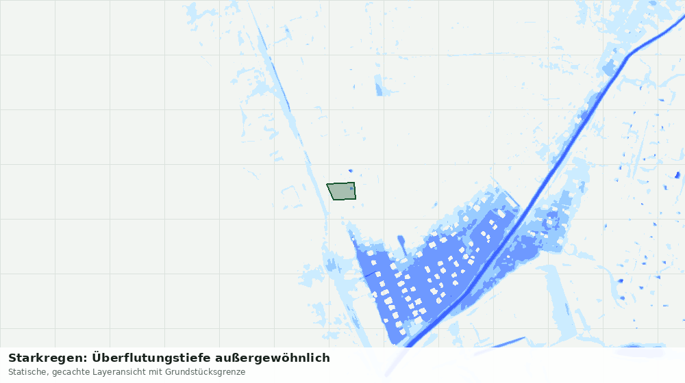 Statische Kartenansicht: Starkregen: Überflutungstiefe außergewöhnlich