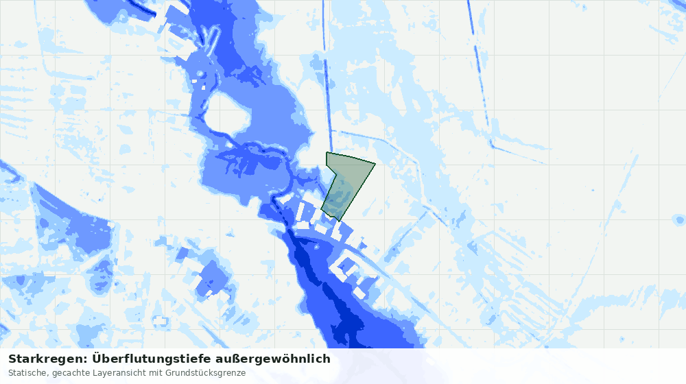 Statische Kartenansicht: Starkregen: Überflutungstiefe außergewöhnlich
