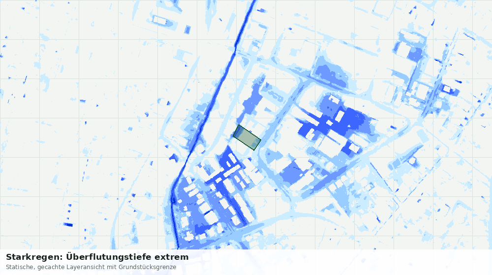 Statische Kartenansicht: Starkregen: Überflutungstiefe extrem