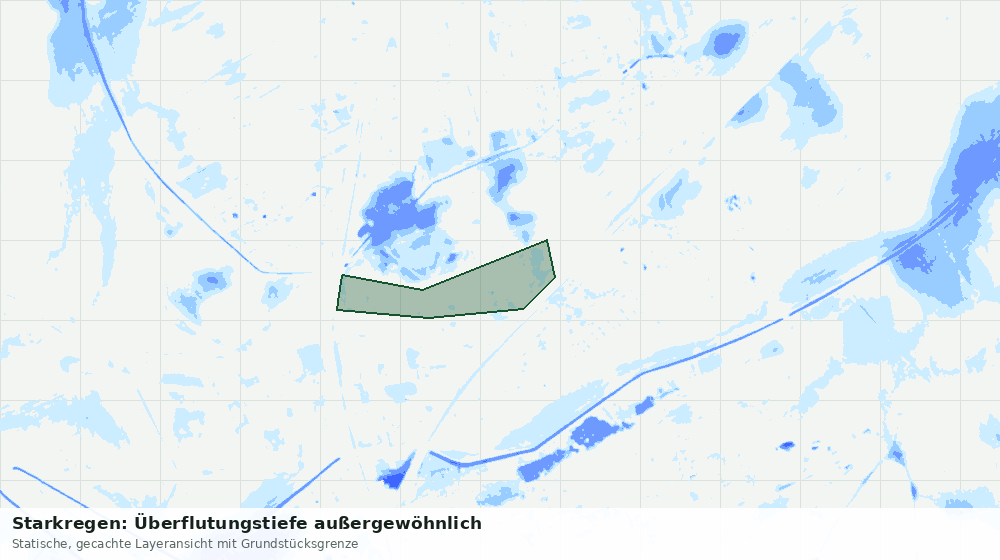Statische Kartenansicht: Starkregen: Überflutungstiefe außergewöhnlich