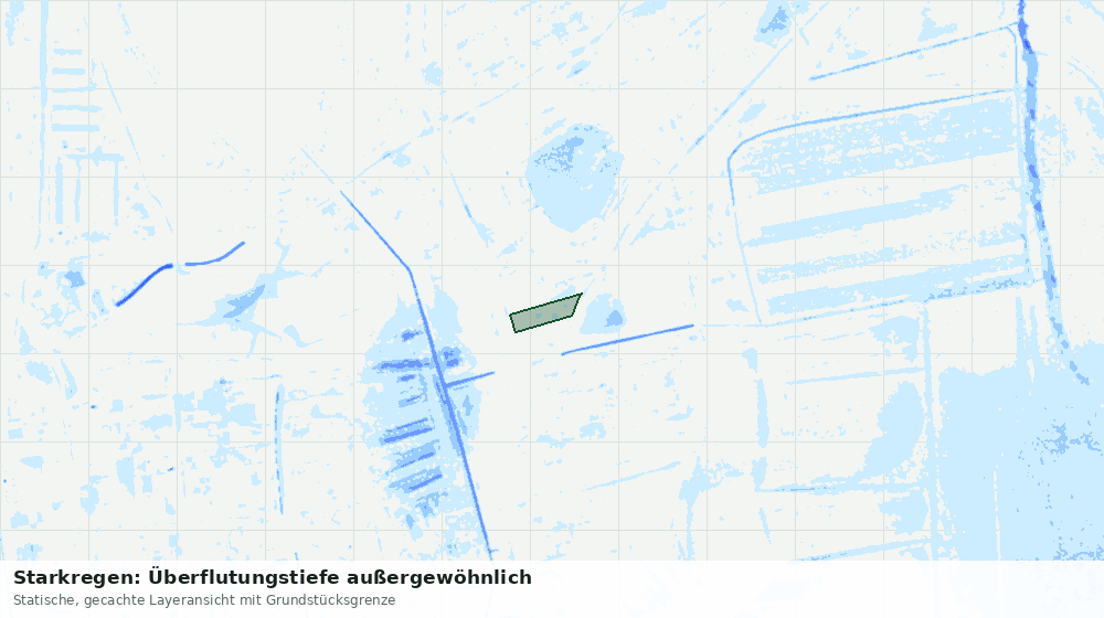 Statische Kartenansicht: Starkregen: Überflutungstiefe außergewöhnlich