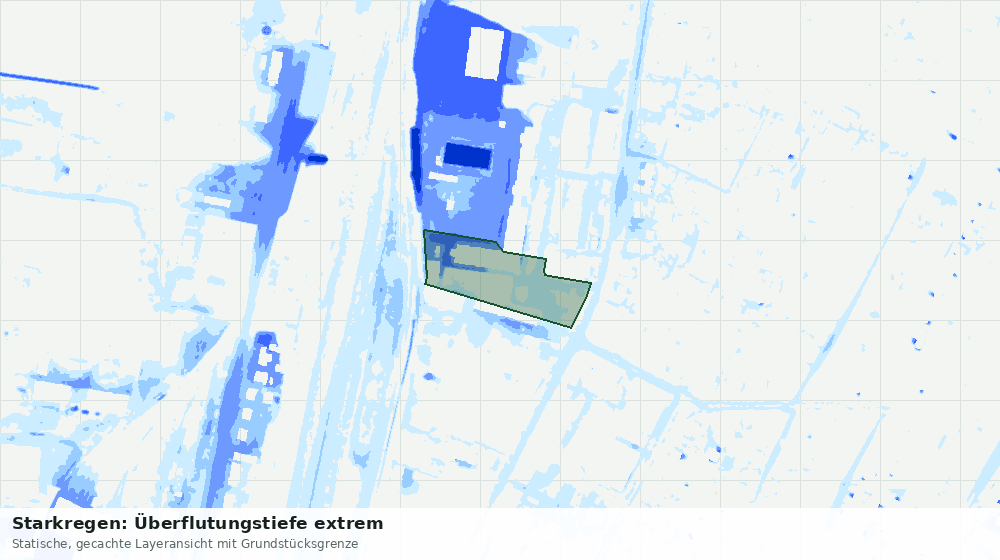 Statische Kartenansicht: Starkregen: Überflutungstiefe extrem