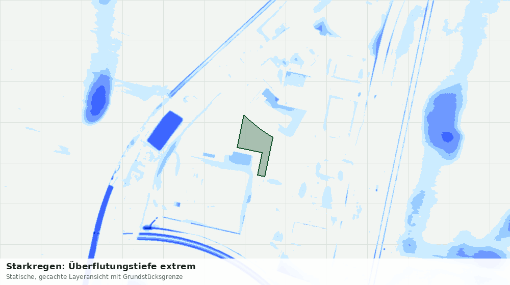 Statische Kartenansicht: Starkregen: Überflutungstiefe extrem