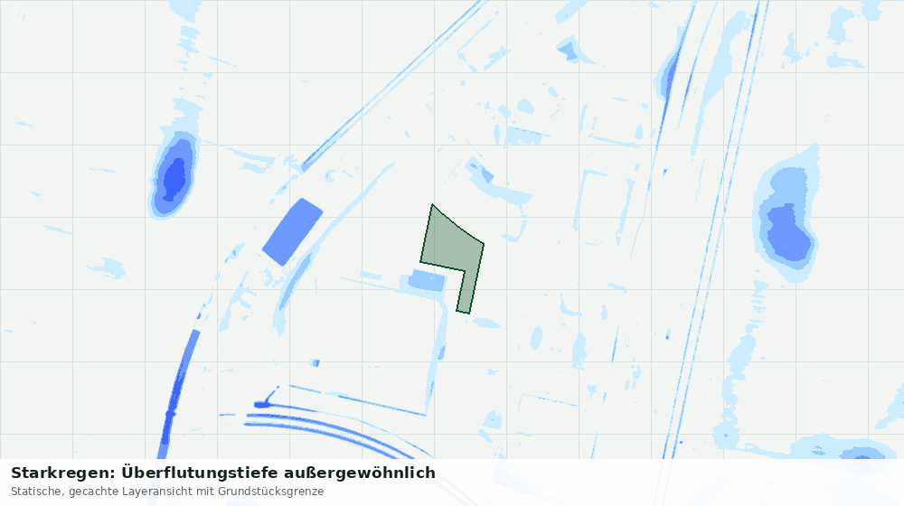 Statische Kartenansicht: Starkregen: Überflutungstiefe außergewöhnlich