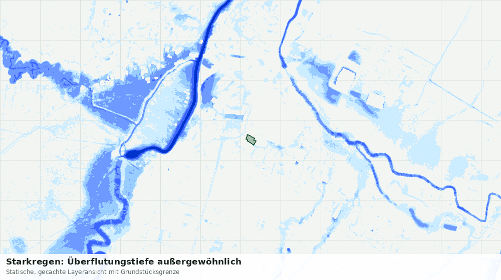 Statische Kartenansicht: Starkregen: Überflutungstiefe außergewöhnlich