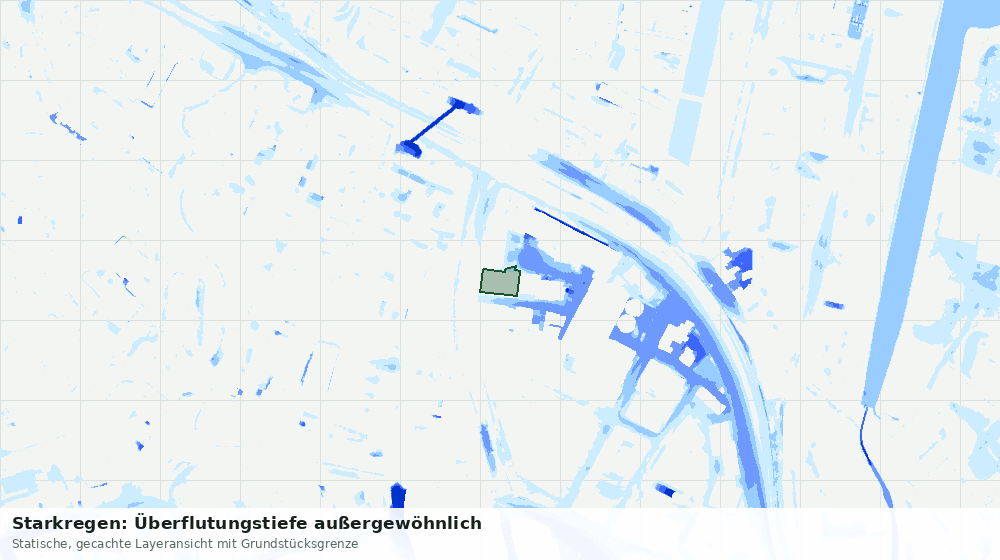 Statische Kartenansicht: Starkregen: Überflutungstiefe außergewöhnlich