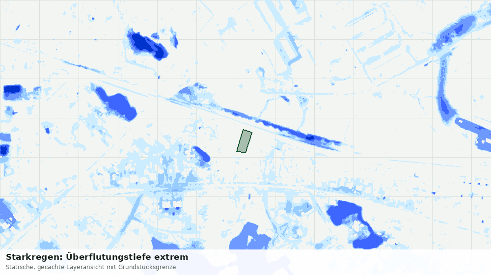 Statische Kartenansicht: Starkregen: Überflutungstiefe extrem