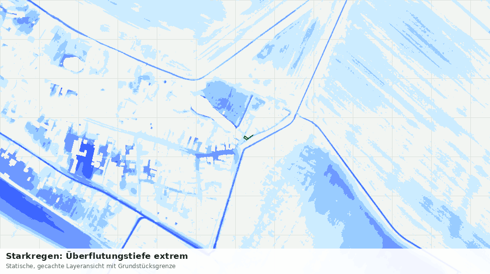 Statische Kartenansicht: Starkregen: Überflutungstiefe extrem