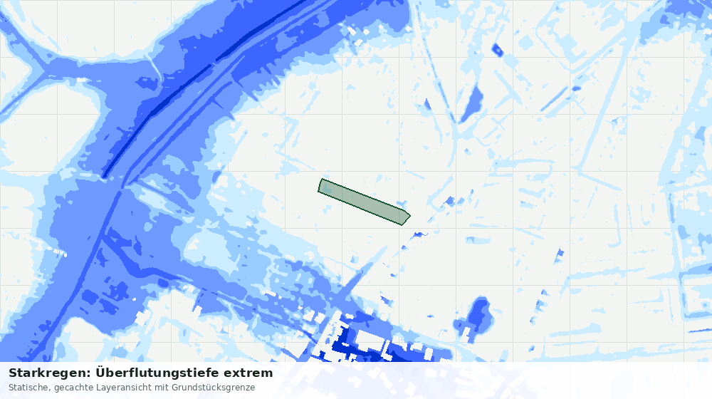 Statische Kartenansicht: Starkregen: Überflutungstiefe extrem