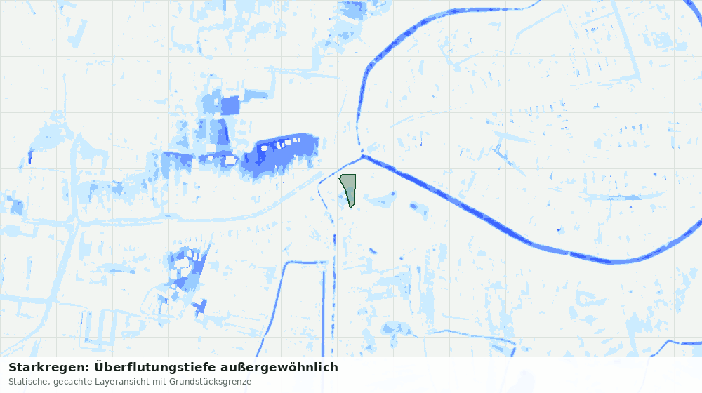 Statische Kartenansicht: Starkregen: Überflutungstiefe außergewöhnlich