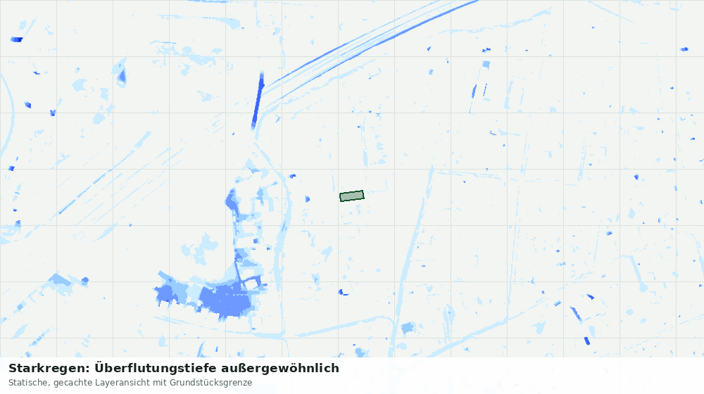 Statische Kartenansicht: Starkregen: Überflutungstiefe außergewöhnlich