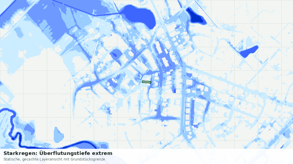 Statische Kartenansicht: Starkregen: Überflutungstiefe extrem