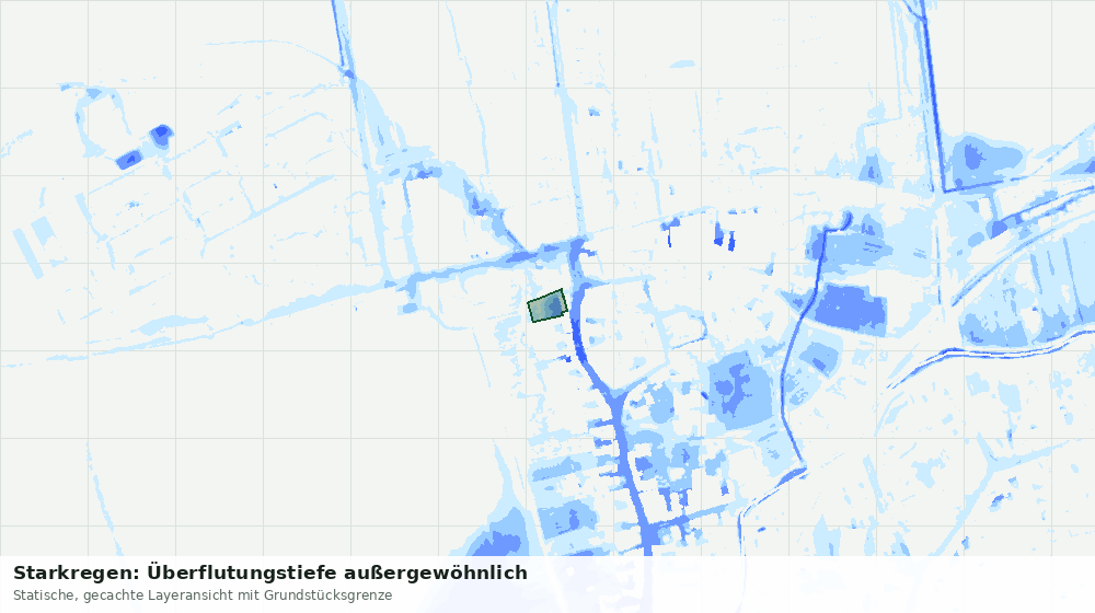 Statische Kartenansicht: Starkregen: Überflutungstiefe außergewöhnlich