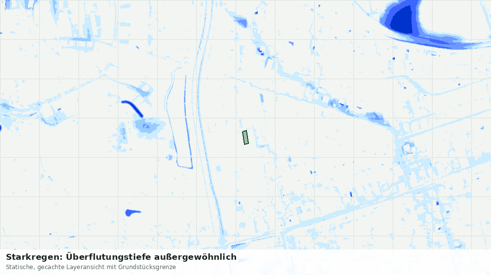 Statische Kartenansicht: Starkregen: Überflutungstiefe außergewöhnlich