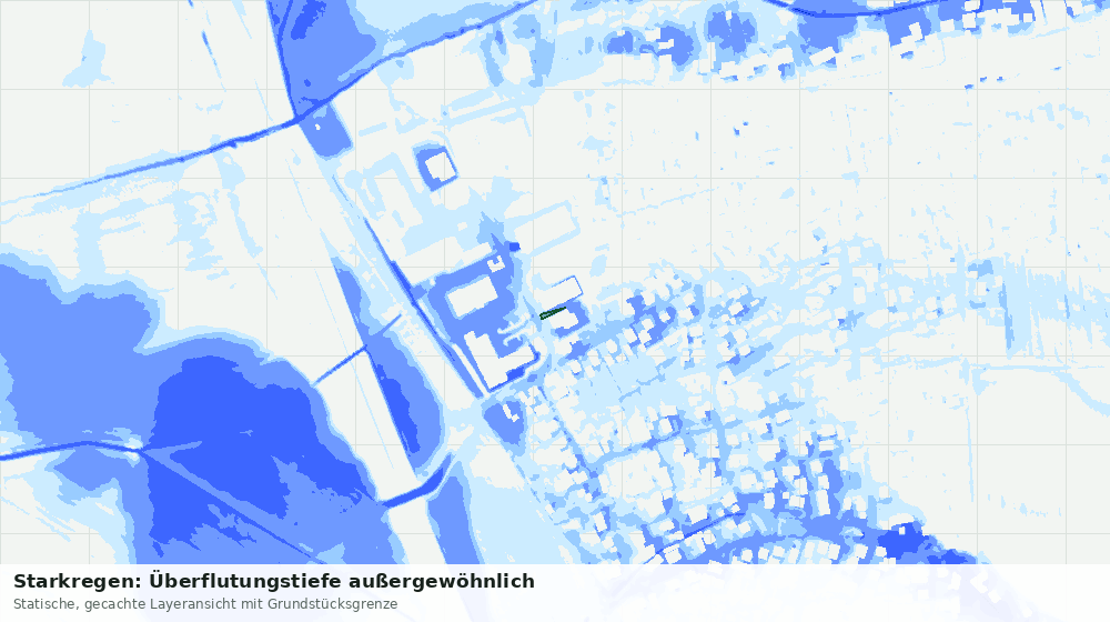 Statische Kartenansicht: Starkregen: Überflutungstiefe außergewöhnlich