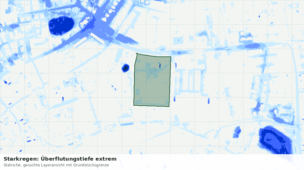 Statische Kartenansicht: Starkregen: Überflutungstiefe extrem