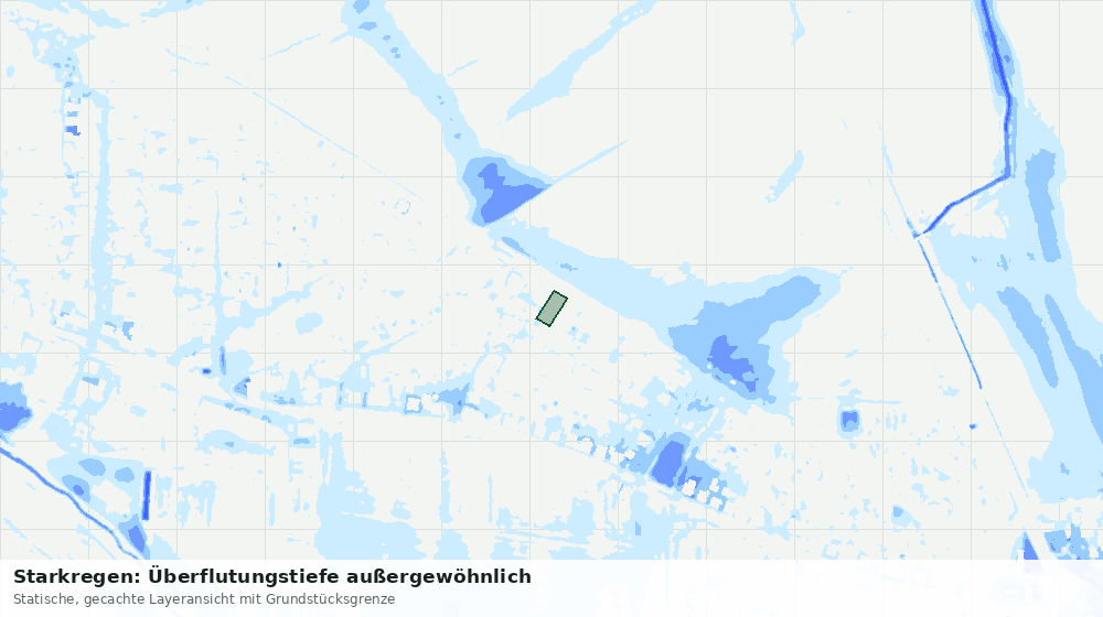 Statische Kartenansicht: Starkregen: Überflutungstiefe außergewöhnlich