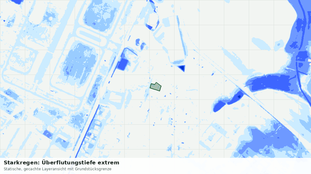 Statische Kartenansicht: Starkregen: Überflutungstiefe extrem