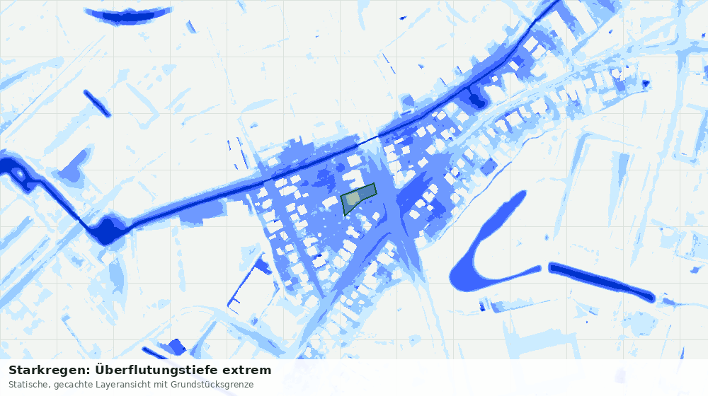 Statische Kartenansicht: Starkregen: Überflutungstiefe extrem