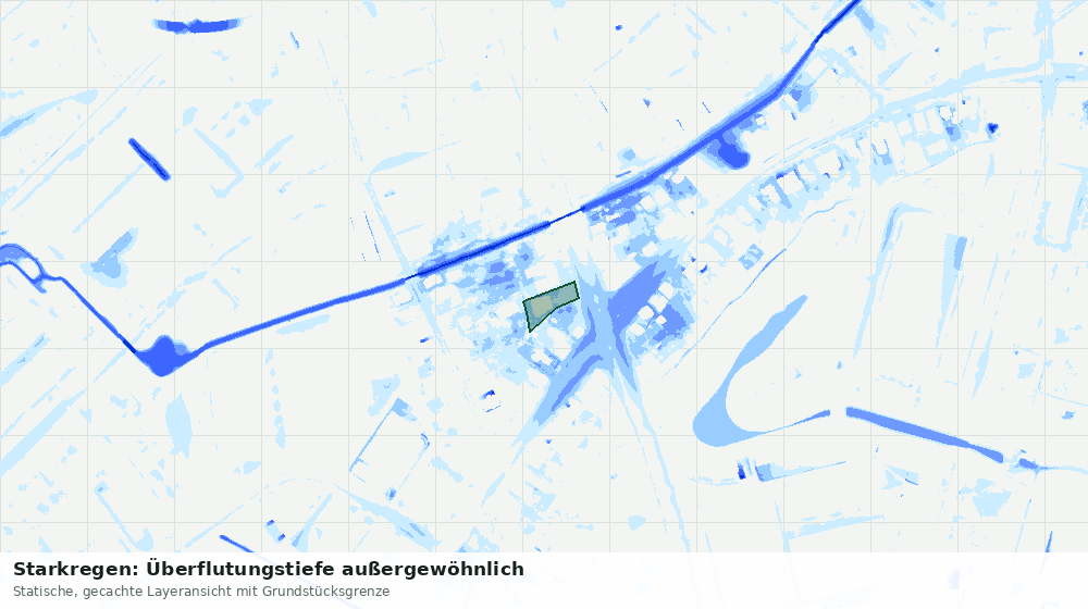 Statische Kartenansicht: Starkregen: Überflutungstiefe außergewöhnlich