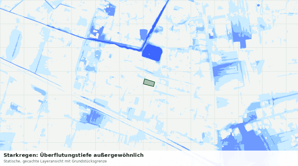 Statische Kartenansicht: Starkregen: Überflutungstiefe außergewöhnlich