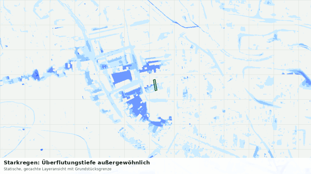 Statische Kartenansicht: Starkregen: Überflutungstiefe außergewöhnlich