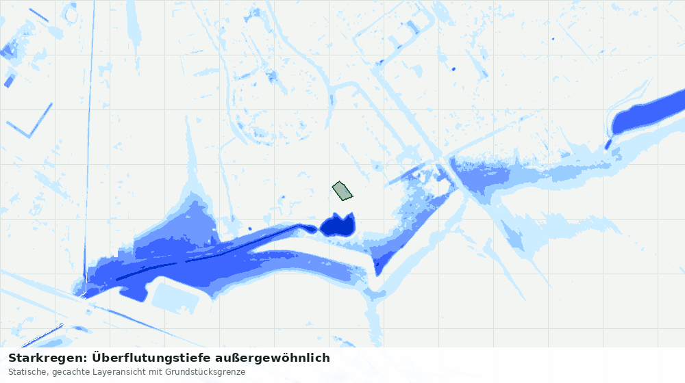 Statische Kartenansicht: Starkregen: Überflutungstiefe außergewöhnlich