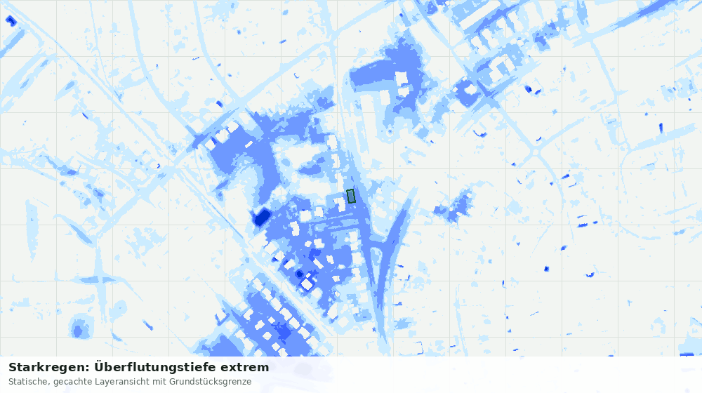 Statische Kartenansicht: Starkregen: Überflutungstiefe extrem
