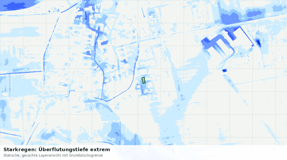 Statische Kartenansicht: Starkregen: Überflutungstiefe extrem
