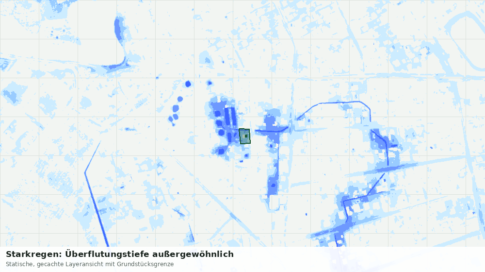 Statische Kartenansicht: Starkregen: Überflutungstiefe außergewöhnlich