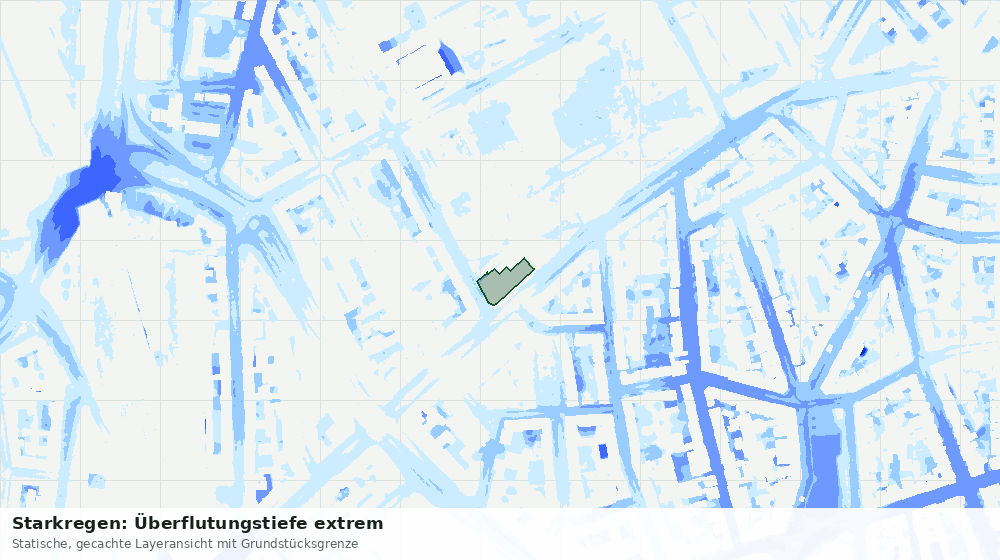 Statische Kartenansicht: Starkregen: Überflutungstiefe extrem