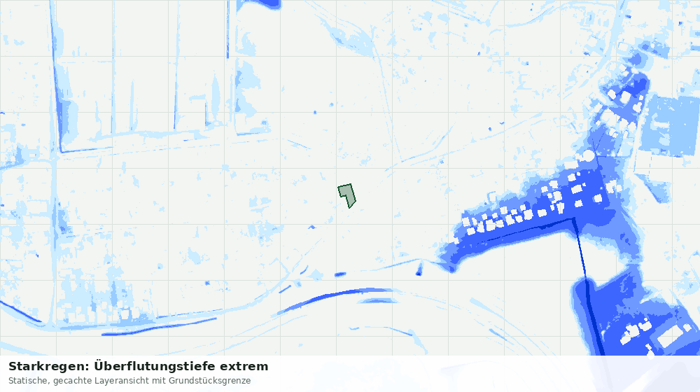 Statische Kartenansicht: Starkregen: Überflutungstiefe extrem