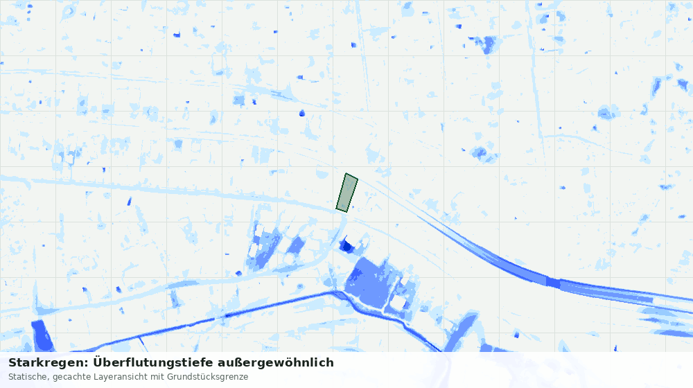 Statische Kartenansicht: Starkregen: Überflutungstiefe außergewöhnlich