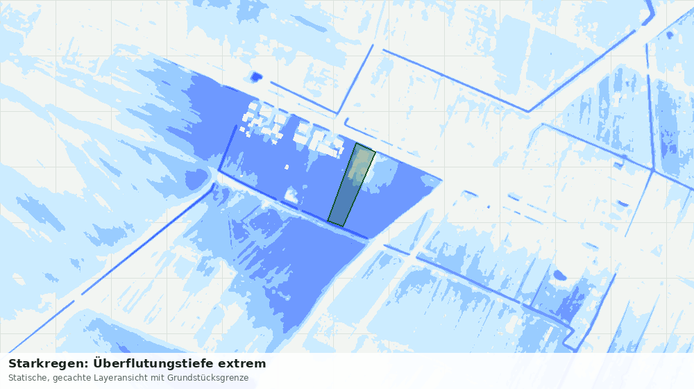 Statische Kartenansicht: Starkregen: Überflutungstiefe extrem