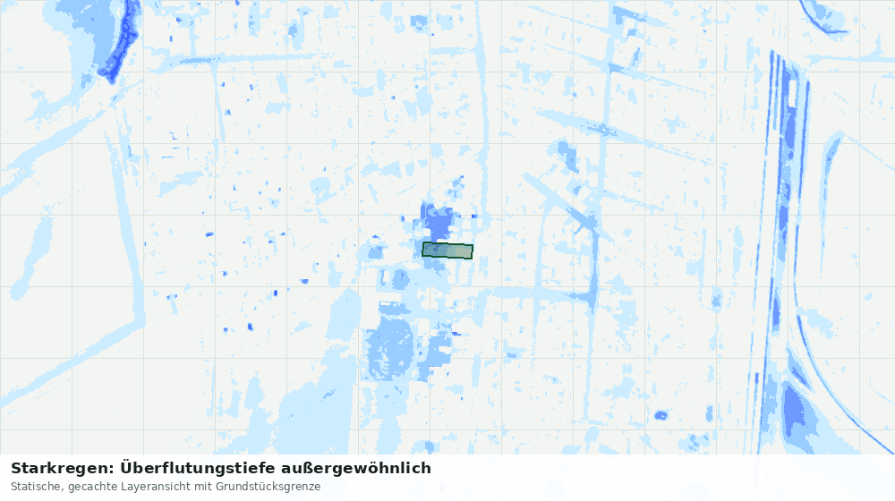 Statische Kartenansicht: Starkregen: Überflutungstiefe außergewöhnlich