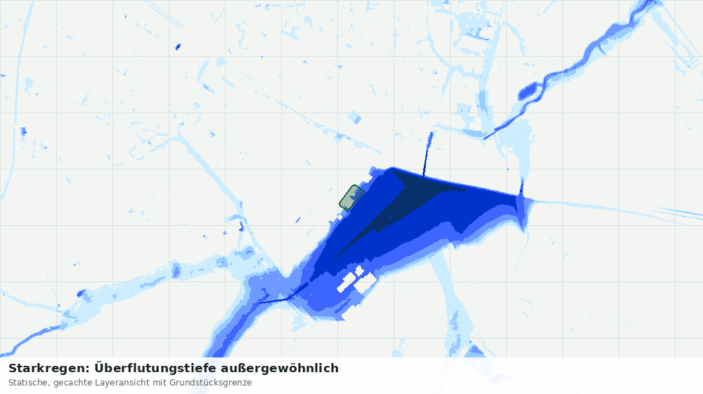 Statische Kartenansicht: Starkregen: Überflutungstiefe außergewöhnlich