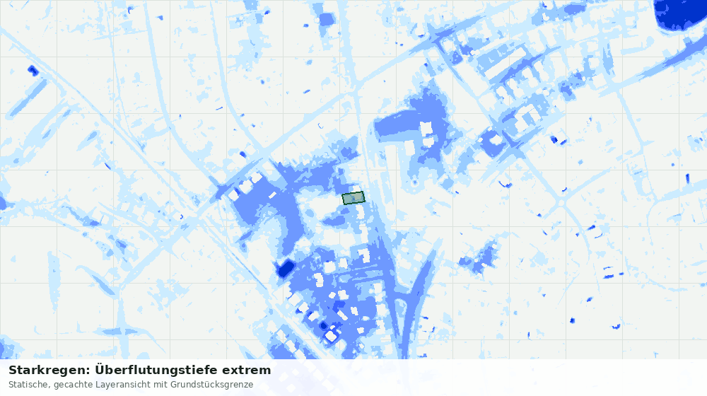 Statische Kartenansicht: Starkregen: Überflutungstiefe extrem