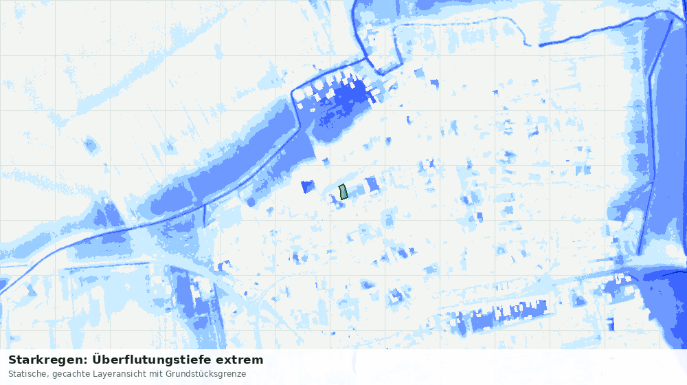 Statische Kartenansicht: Starkregen: Überflutungstiefe extrem