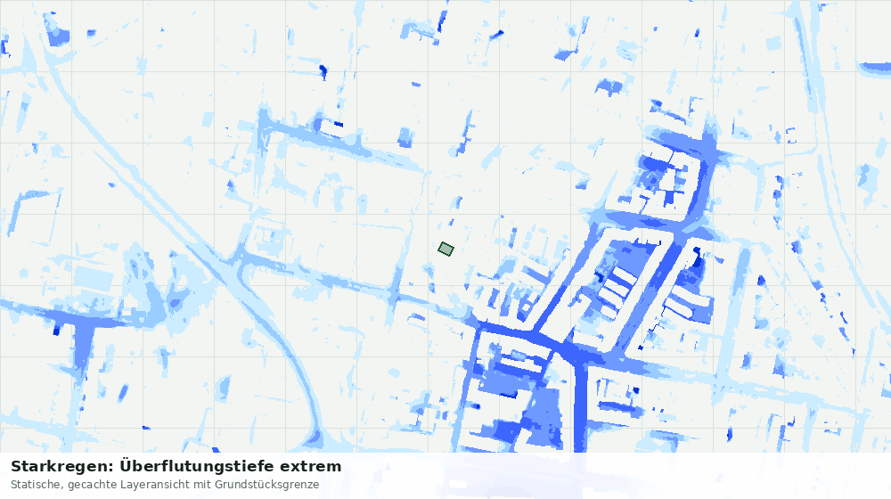 Statische Kartenansicht: Starkregen: Überflutungstiefe extrem