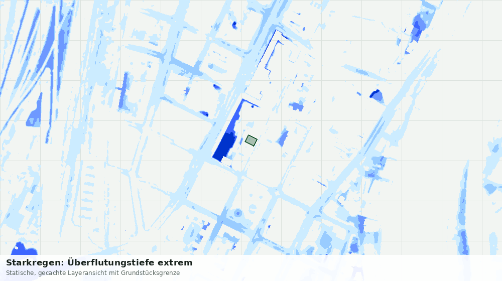 Statische Kartenansicht: Starkregen: Überflutungstiefe extrem